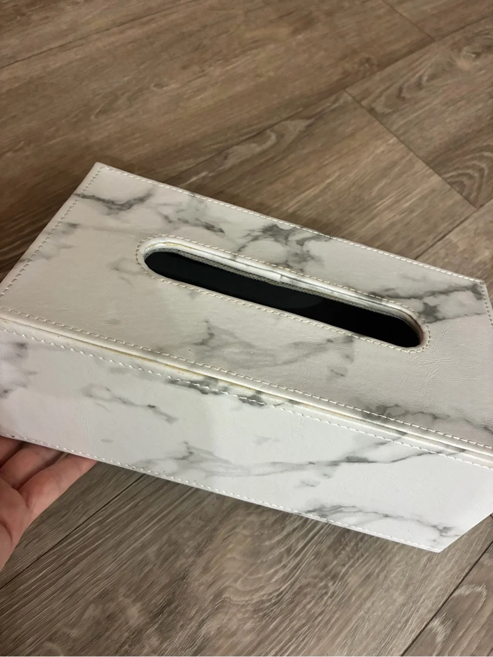 White Marble-Print Tissue Box -Stylish Faux Leather Modern look tissue box cover